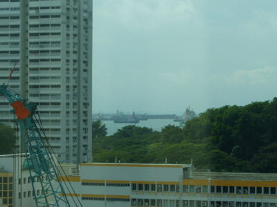 Boats in the distance.