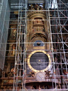 The Astronomical clock undergoing restoration.
