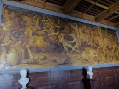 'Bloodthirsty monochrome mural.