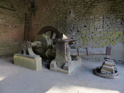 Waterwheel driven hammer.