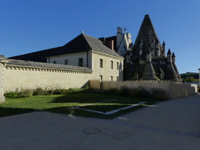 The kitchen under the conical chimneys.