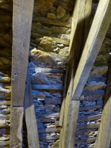Stacked stone roof from the attic